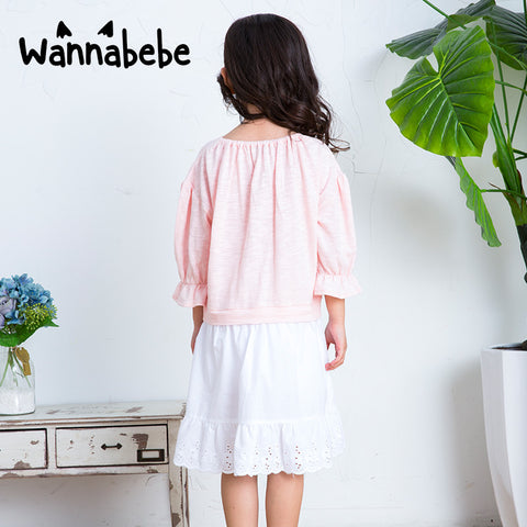 バイカラー蝶フリル付きドッキングワンピース