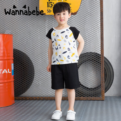 配色切り替えセットアップ（Tシャツ＋ショートパンツ）｜ブラック