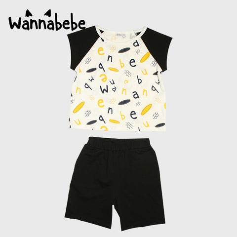 配色切り替えセットアップ（Tシャツ＋ショートパンツ）｜ブラック