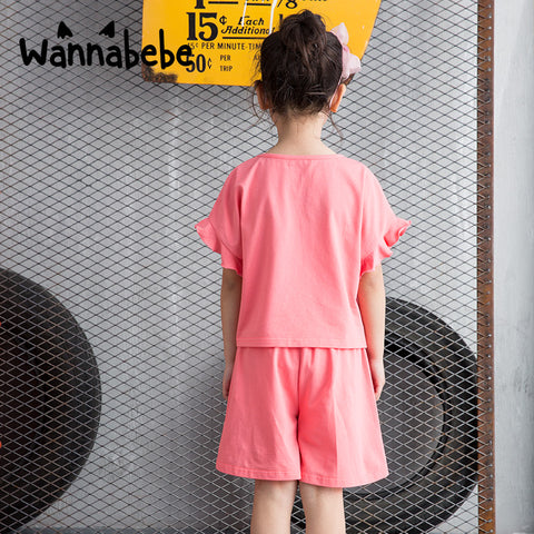 ガーリー袖＆蝶結び付きセットアップ｜ピンク／ブルー