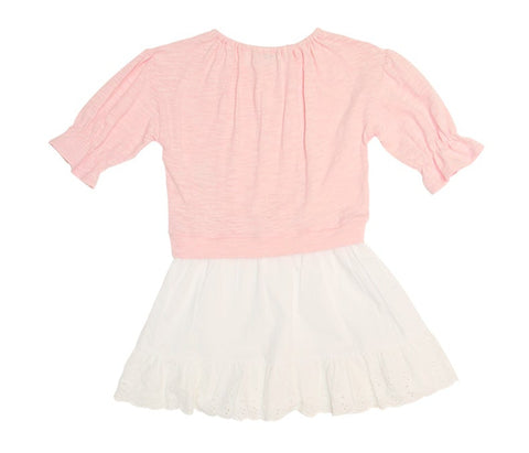 バイカラー蝶フリル付きドッキングワンピース